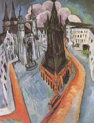 Ernst Ludwig Kirchner The Red Tower in Halle (mk09) oil on canvas
